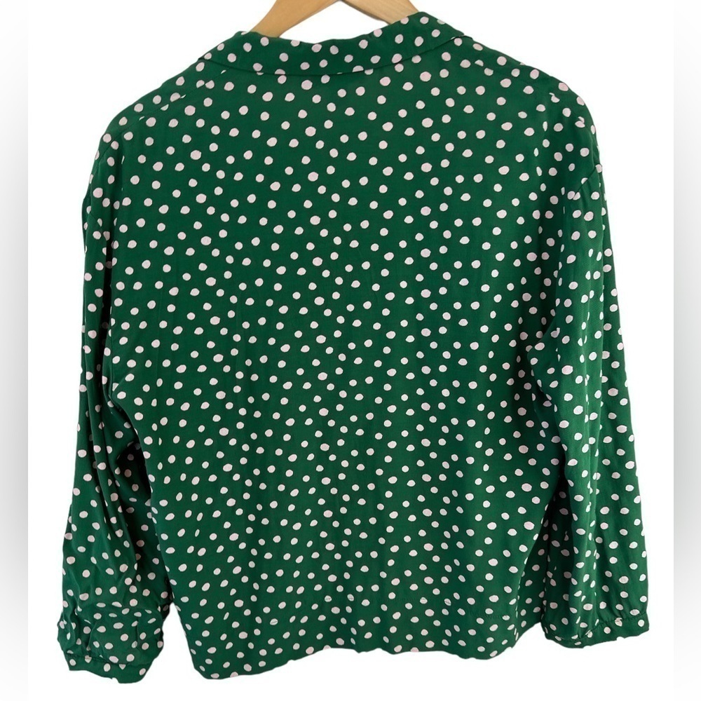 TopShop Kelly Green & Pink Polkadot Button Front Top - Picture 8 of 11